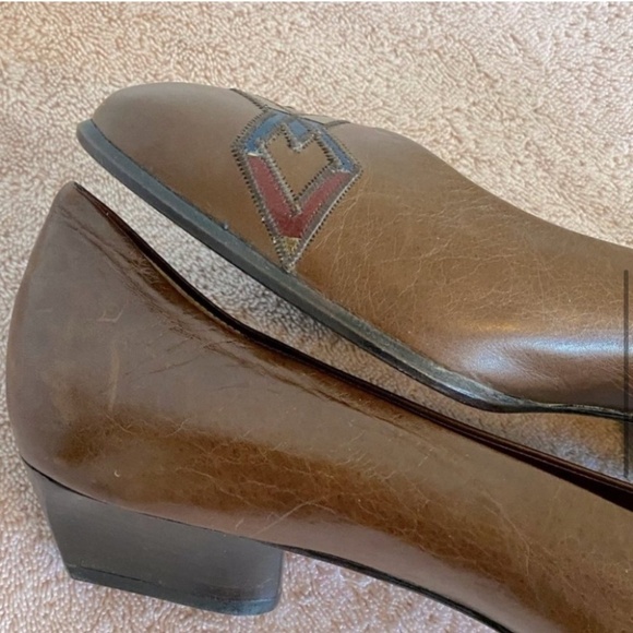 Arnold Churgin Brown Leather Slip On W  Chunky Heel 40 - Picture 7 of 11
